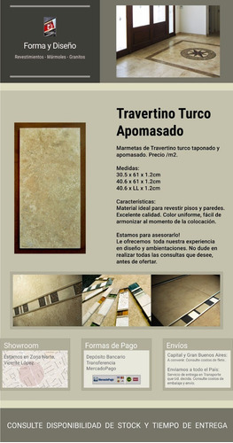 Imagen 2 de 7 de Travertino Turco Apomazado 61x30.5, Marmeta - Forma Y Diseño