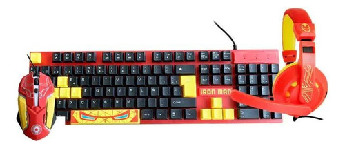 Kit Gamer Marvel Iron Man 3 En 1 Teclado+mouse+audifonos