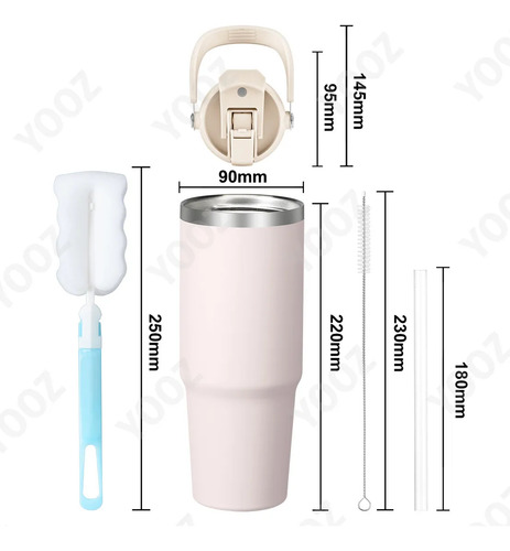 Vaso Térmico Acero Inoxidable 30oz Con Pajita Frío/calor