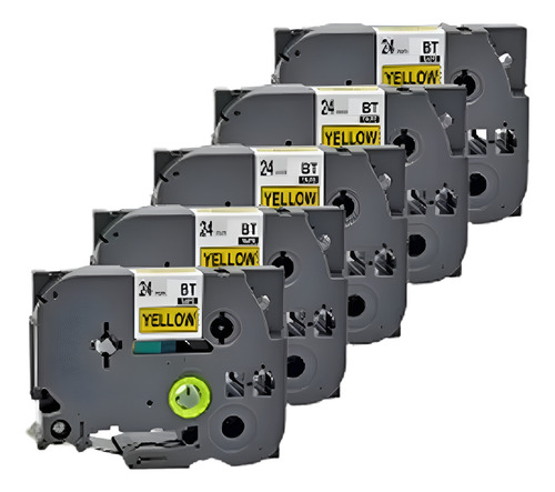 5x Fita Compativel P/ Brother Tzc-651 Tze-651 Amarela 24mm 