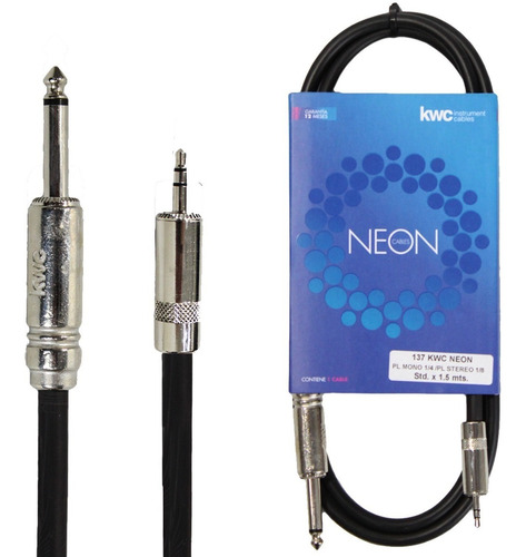 Cable Patcheo Kwc Neon Plug Mono Mini Plug Stereo 1,5 Metros