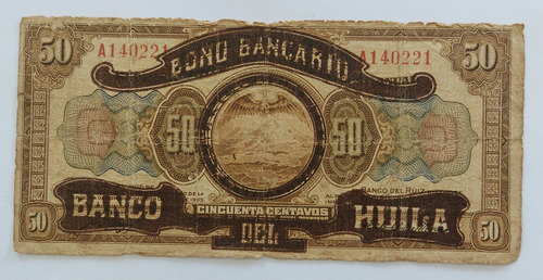 Colombia Banco Del Huila 50 Centavos 1921