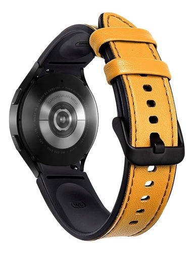 Pulseira Couro Compatível Com Samsung Galaxy Watch 4 44mm Cor Amarelo