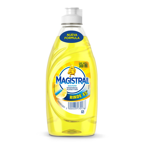 Imagen 1 de 1 de Detergente Magistral Multiuso Limón sintético en botella 300 ml
