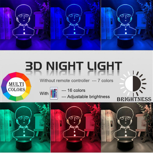 3d Lámpara Anime Mob Psycho 100 Shigeo Figura Luz De Noche N