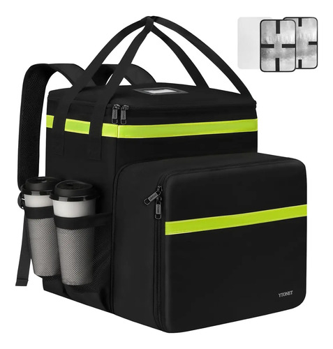 Mochila De Repartidor, Mochila Delivery De Comida Y Pizza, Expandible Con Tiras Reflectantes Para Reparto En Motocicleta, Ytonet 6173 Color Negro