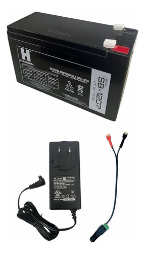 Paquete De Cargador Conector Con Zapatas Y Bateria De 12v 7a