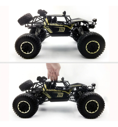 Carro Elétrico Off Road Tracer 4x4 Crawler Truggy Monster Cor Preto / Dourado Personagem Com Bateria 7.4v E Carregador
