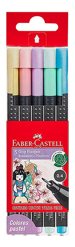 Marcadores Pastel Grip Finepen Faber-castell X5 Colores