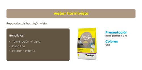 Imagen 7 de 8 de Weber Hormivisto Reparador Hormigon Visto X 8kg