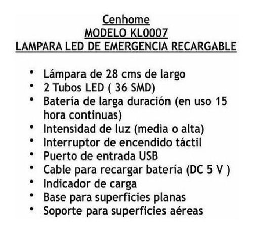 Imagen 3 de 6 de Linterna Cenhome Con Bateria Recargable