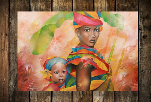 Cuadro 40x60cm Arte Africano Mujeres Pintura Arte M1