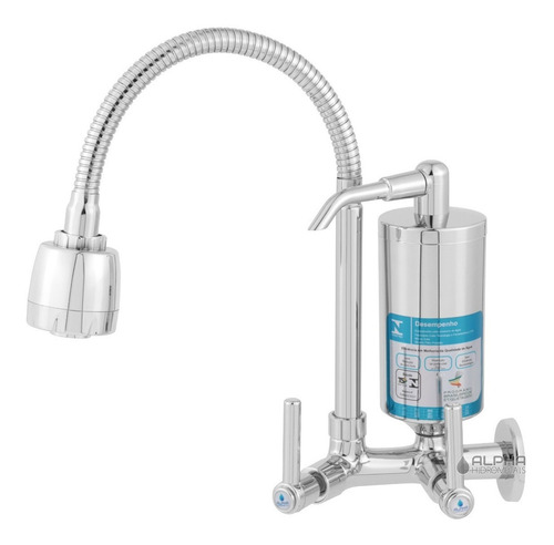 Torneira Filtro Cozinha Parede Gourmet Ducha Cromado C-72 Cor Prateado