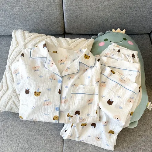 Ropa De Dormir Moderna De Manga Larga De Algodón Con Forma D