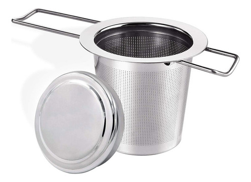. Filtro De Té De Acero Inoxidable Con Tapa, Colador De Té