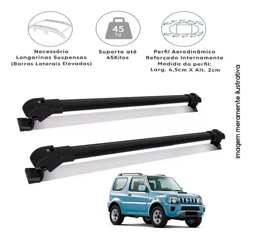 Rack De Teto Travessa Suzuki Jimny 2020 Alumínio Preto