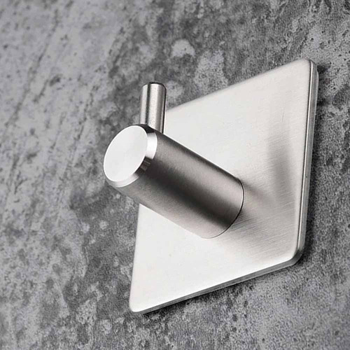 Kit C/ 4 Ganchos Adesivos Quadrados Inox Comfort Door