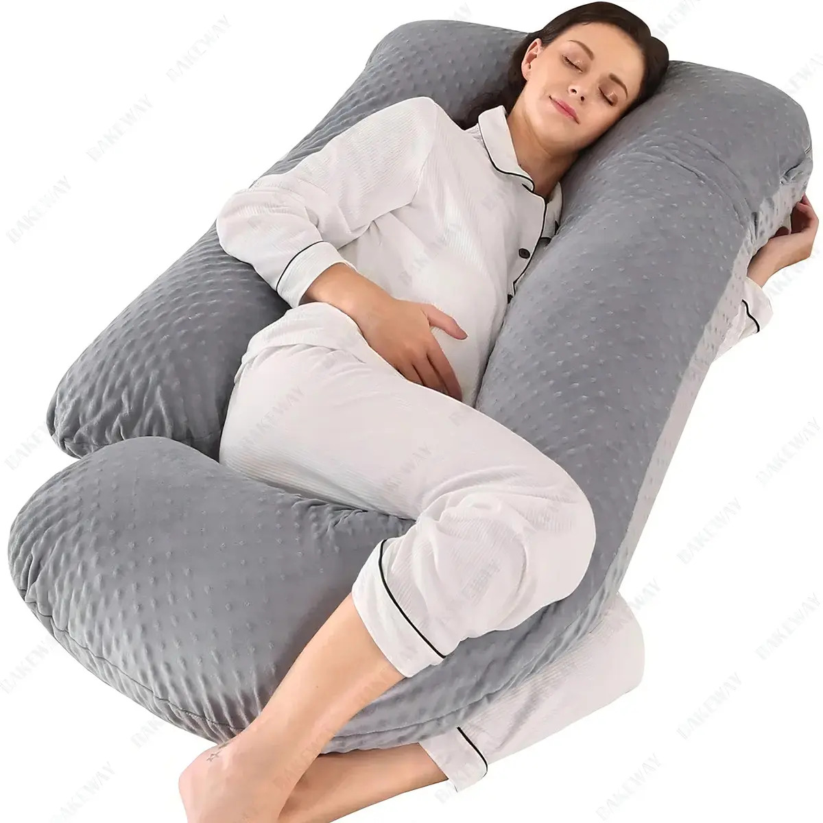 Almohada de Lactancia y Embarazo BAKEWAY en Forma de U con Funda Desmontable
