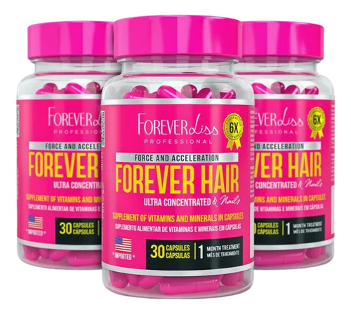 Forever Liss 3 Forever Hair Crescimento Capilar 30 Cápsulas