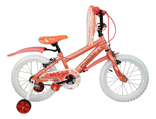 Bicicleta Para Niña R16 Llantas Aire Y Entrenamiento Rainbow Color Naranja