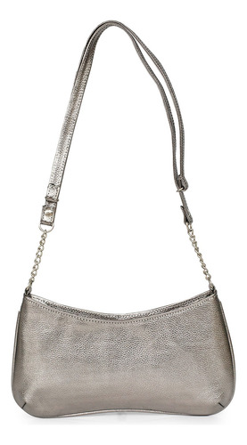 Cartera Mujer Cuero Bolso Bag Mini Refinado Cierre Briganti Plata