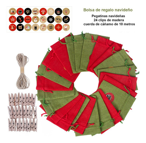 Aplicable A 24 Bolsas Arpillera Costales Navidad Dulces