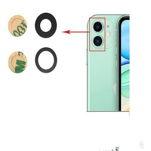 Repuesto Lente Cristal Cámara Trasera iPhone 11 + -adhesivo