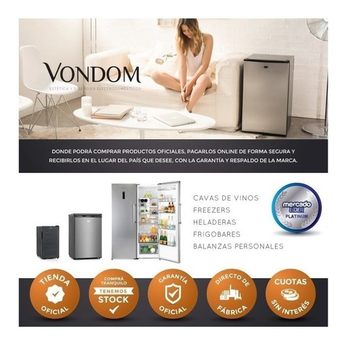 Heladera Vondom Acero Inox Con Freezer 580lts-cuotas