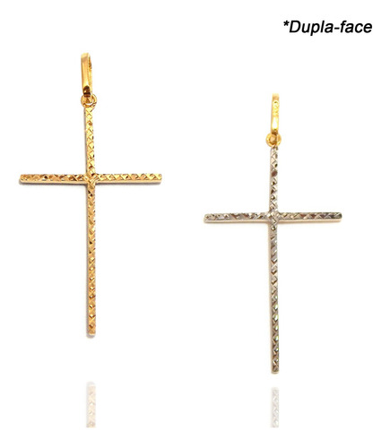 Cordão Baiano Colar Com Pingente De Cruz Palito Ouro 18k