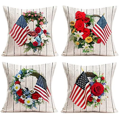 Juego De 4 Fundas De Almohada Para El Día De La Independenci