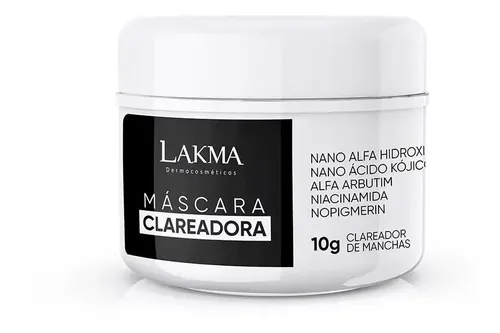 5 Potes: Máscara Clareadora Rosto, Pescoço Lakma 10g C/ Ácido