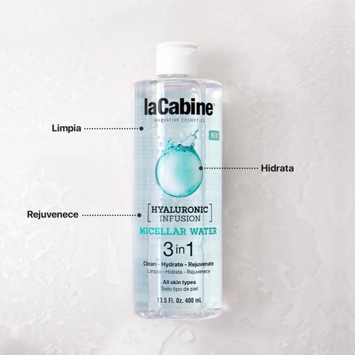 Agua Micelar Desmaquillante Acido Hialuronico Lacabine 400ml