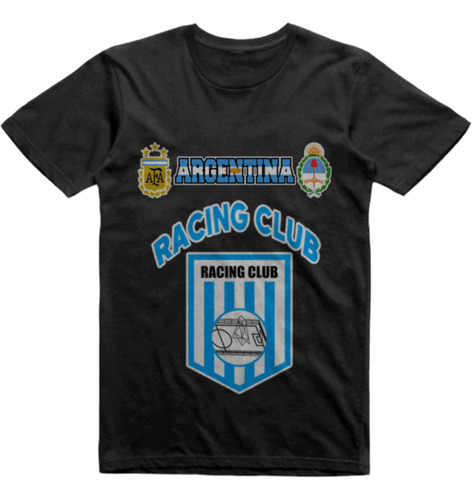 Remera Algodon Negra Racing Club Reconquista