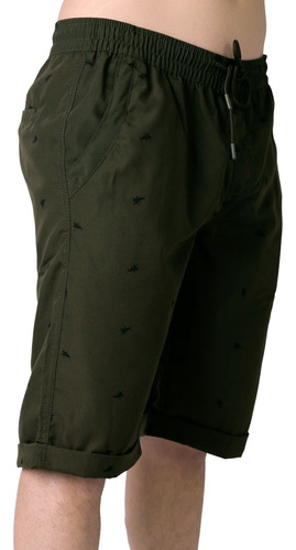 Med - Verde Militar - Bermuda Hombre Casual Recto Verde Giov