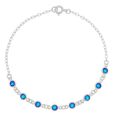 Pulseira Feminina Em Prata E Zircônias Azul Royal Pu7808-19