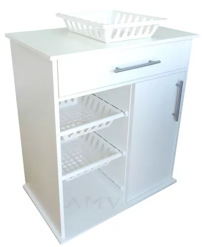 Mueble microondas blanco con ruedas 