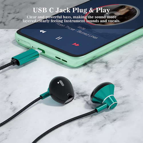 Audífonos Acaget, Microfono/celeste Y Negro/usb C