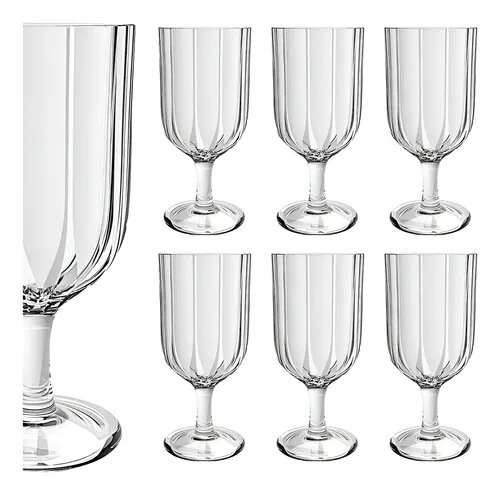 Jogo 6 Taças De  Vidro Refinatto 330ml A17cm Água Vinho