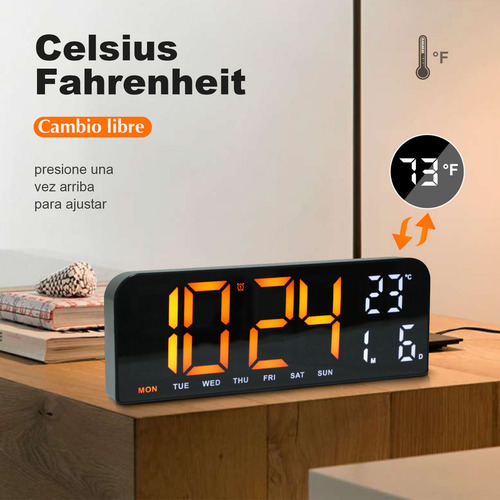 Royemai Digital Wall Relojes with Thermometer, Calendar Alarms