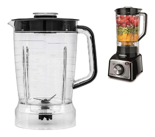 Imagem 1 de 2 de Copo Liquidificador Jarra Mondial L1000 Cristal Tampa Preta