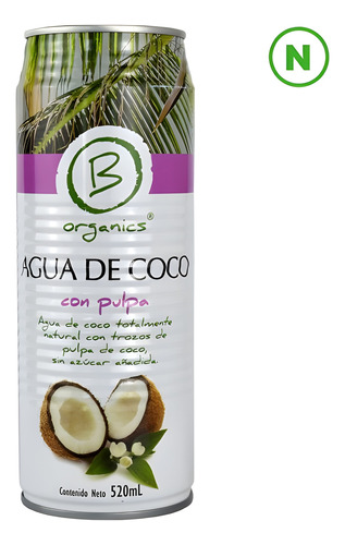 Agua De Coco Natural Con Pulpa 520 Ml