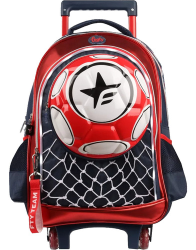 Mochila Con Carro 18 PuLG Footy Pelota Futbol Con Luz Led