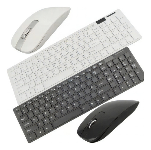 Kit Teclado E Mouse Wireless Sem Fio Ultra Slim 2.4g Cor do mouse Branco Cor do teclado Branco