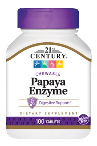 Enzima De Mamão Papaia - 100 Cps Papaya Enzyme 21st Century