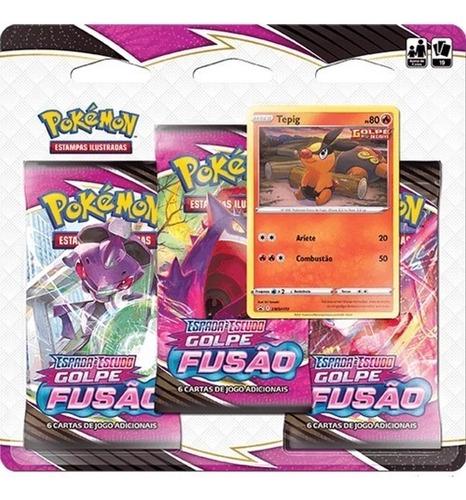Imagem 2 de 4 de Pokémon 2 Triple Pack Golpe Fusão Ee8 Tepig + Blitzle