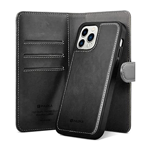 Puloka Unisex iPhone 12/12 Pro Leather Flip Funda De Bolsill