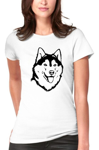 Polera Estampado Perro Husky Siberiano Dog Moda Mujer