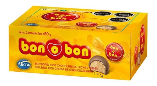 Bombón Bon O Bon Chocolate Leche 30 Un. X 15 Grs