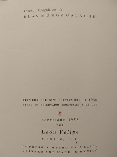 León Felipe El Ciervo Poema Grijalbo (Usado)