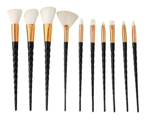 Set De10brochas Para Maquillaje Mango Liso Estilo Unicorñio